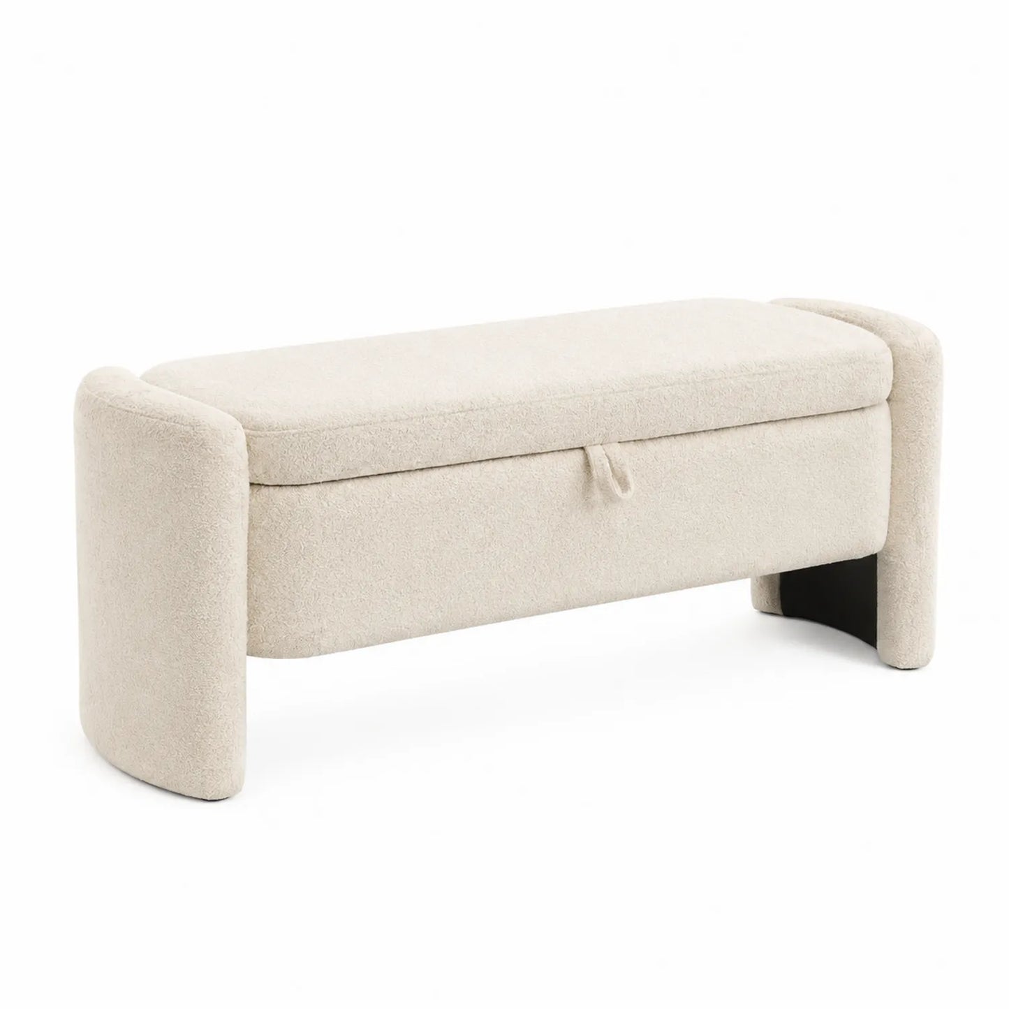 Banco de tela de poliéster beige con almacenamiento 100x40x45 cm