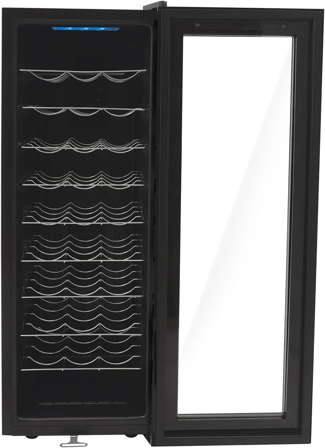 Wijnkoelkast, 9 planken, instelbare temperatuur 150, compacte koelkast met led voor woonkamers