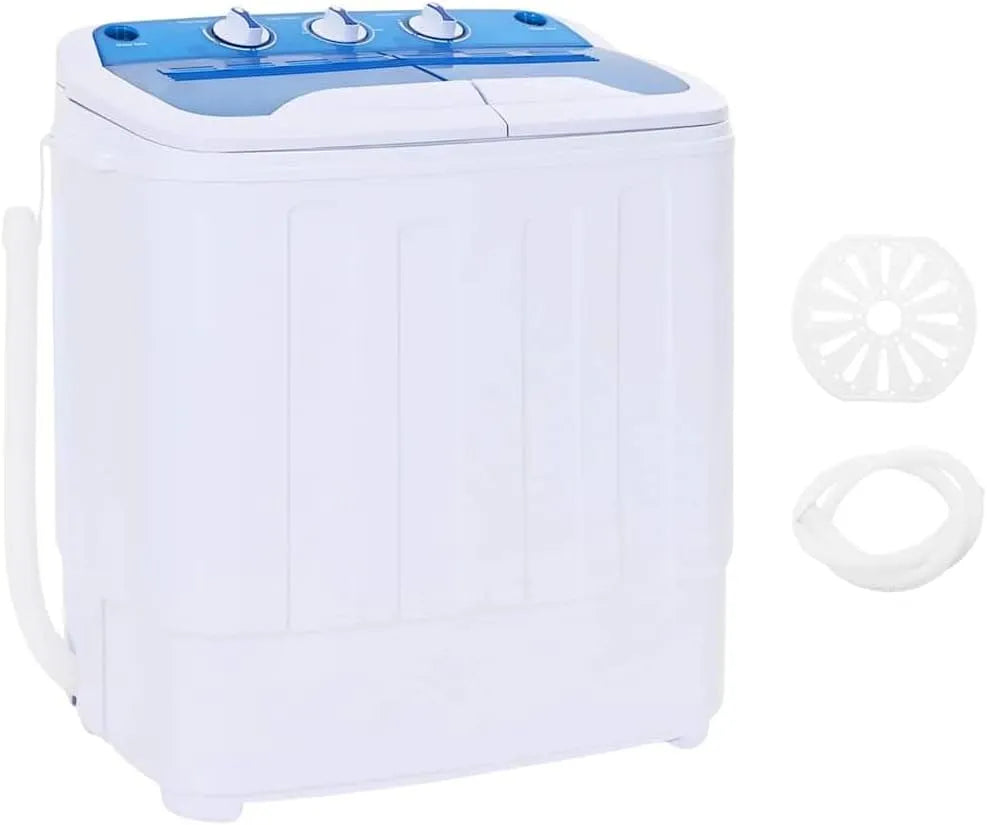 Wasmachine, 5,6 kg, vidaXL Mini met dubbele trommel 5,6 kg, wasprogramma's met elektronische bediening