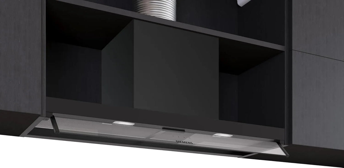 Siemens iQ300 LJ95BCC60 geïntegreerde designafzuigkap 90 cm, helder glas en matzwart