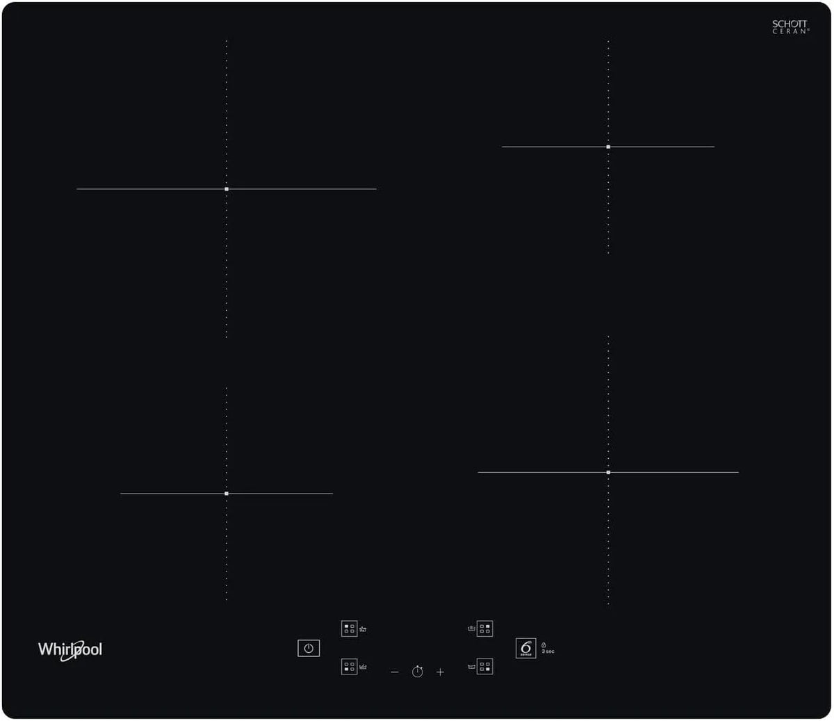 Whirlpool WSQ2160NE inductiekookplaat, elektronisch geregelde inductiezones