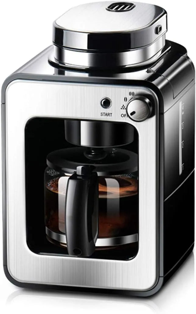 Koffiemachine, 580 ml, 600 W, Bean to Cup Koffiezetapparaat, filter-koffiezetapparaat, koffiezetapparaat met koffiemolen en glazen karaf