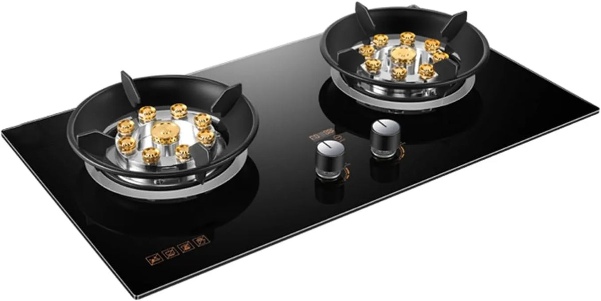 Gaskookplaat, timer, High-Power Dual Brander Gasfornuis met Flameout Bescherming en Dubbelzijdige Timer, Aanrecht of Ingebouwd