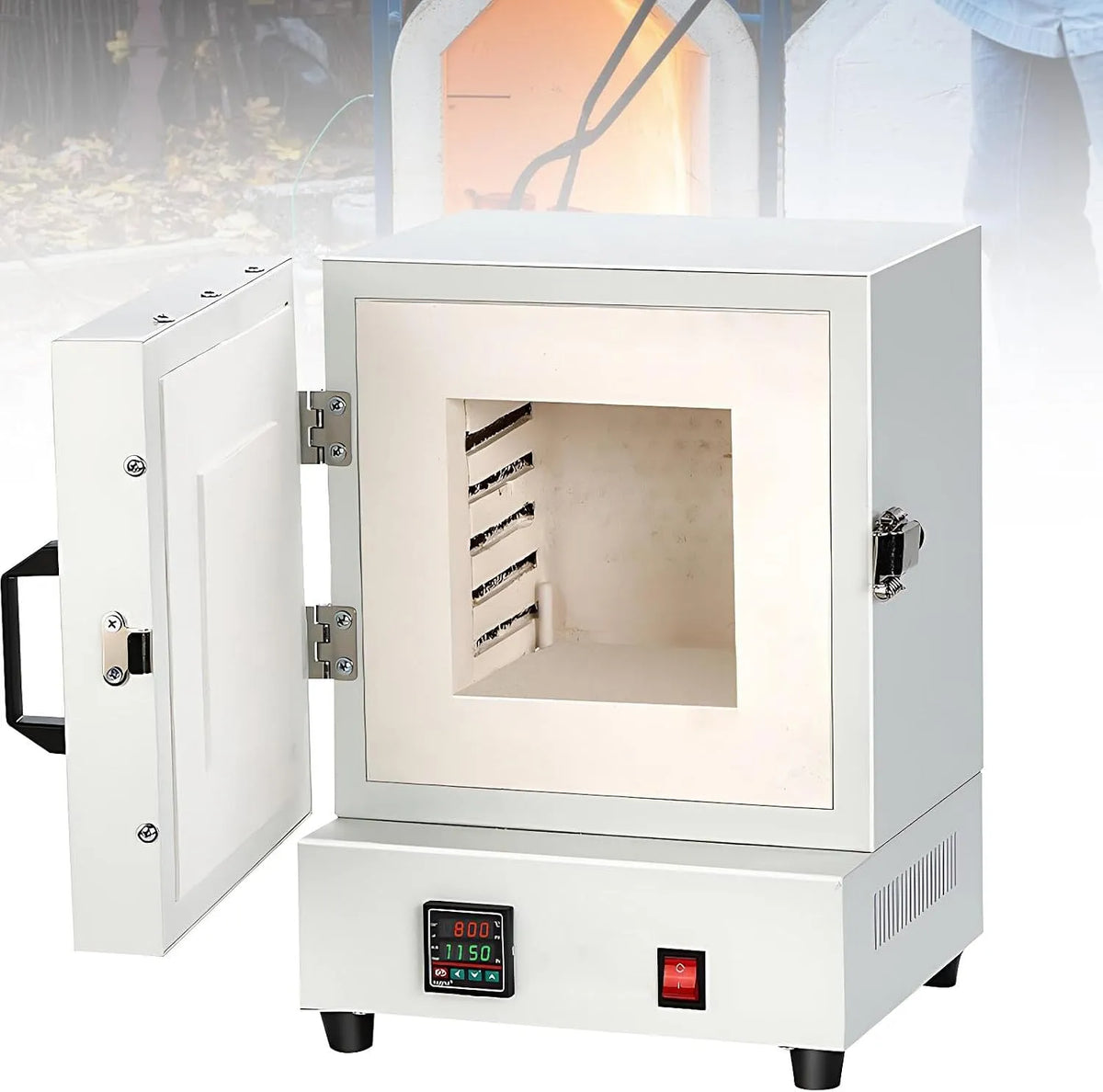 Elektrische oven, 2000W, 2000W elektrische moffeloven, keramische oven op hoge temperatuur met slimme temperatuurweergave, ingesloten ontwerp