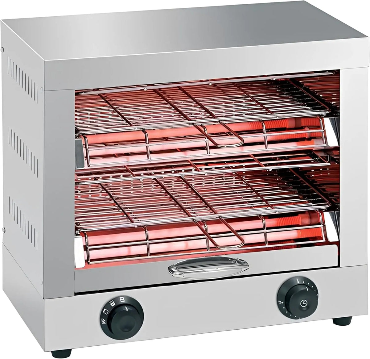 Broodrooster, 2 niveaus, roestvrijstalen behuizing, Industriële elektrische met 2 niveaus, roestvrij staal