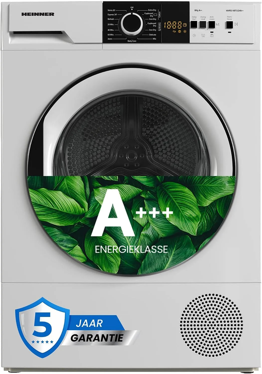 HHPD-V8T1CHA warmtepomp, digitaal display, ++ droger, elektrische verwarming en warmwaterbereiding