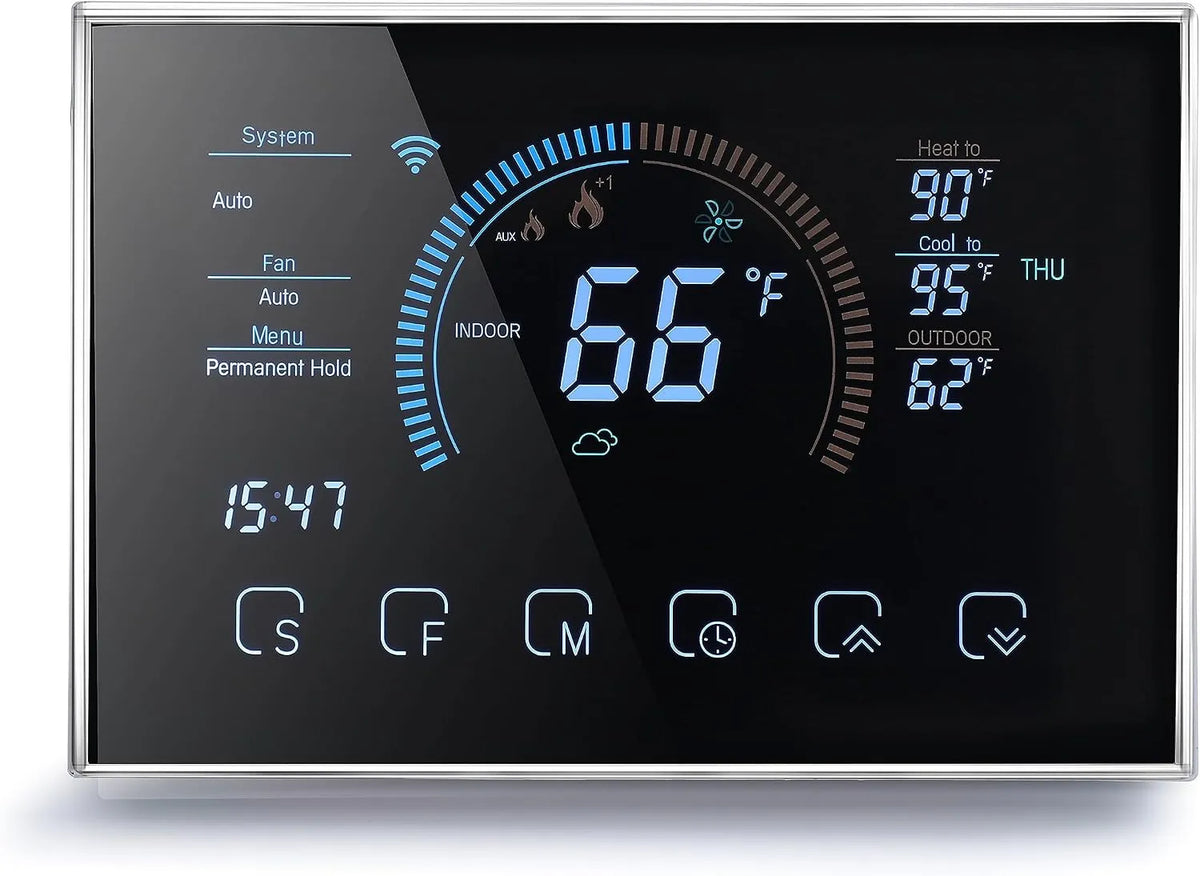 Thermostaat, wifi-bediening, spraakbediening, 24V Slimme voor warmtepomp, wifi-programmeer geschikt voor lucht- en grondenergie