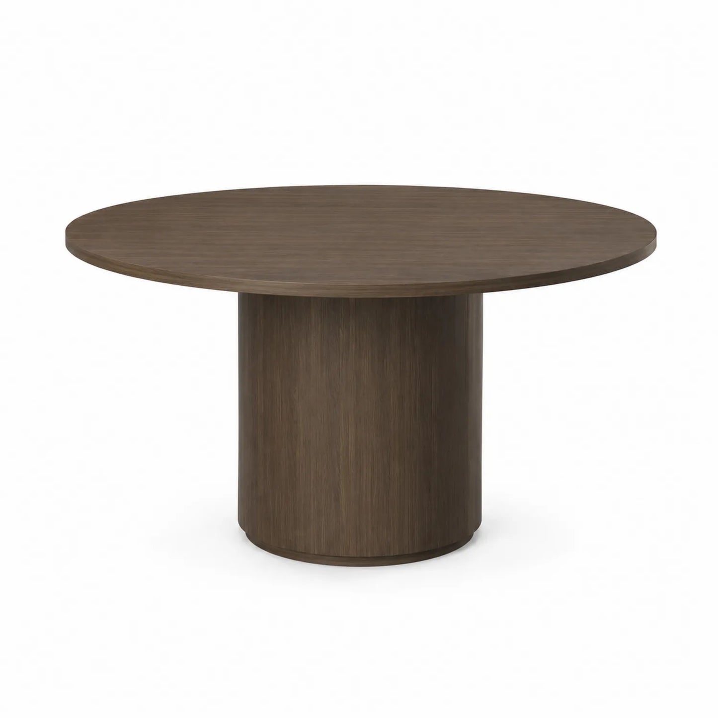 Mesa de comedor redonda de madera chapada marrón 120 cm