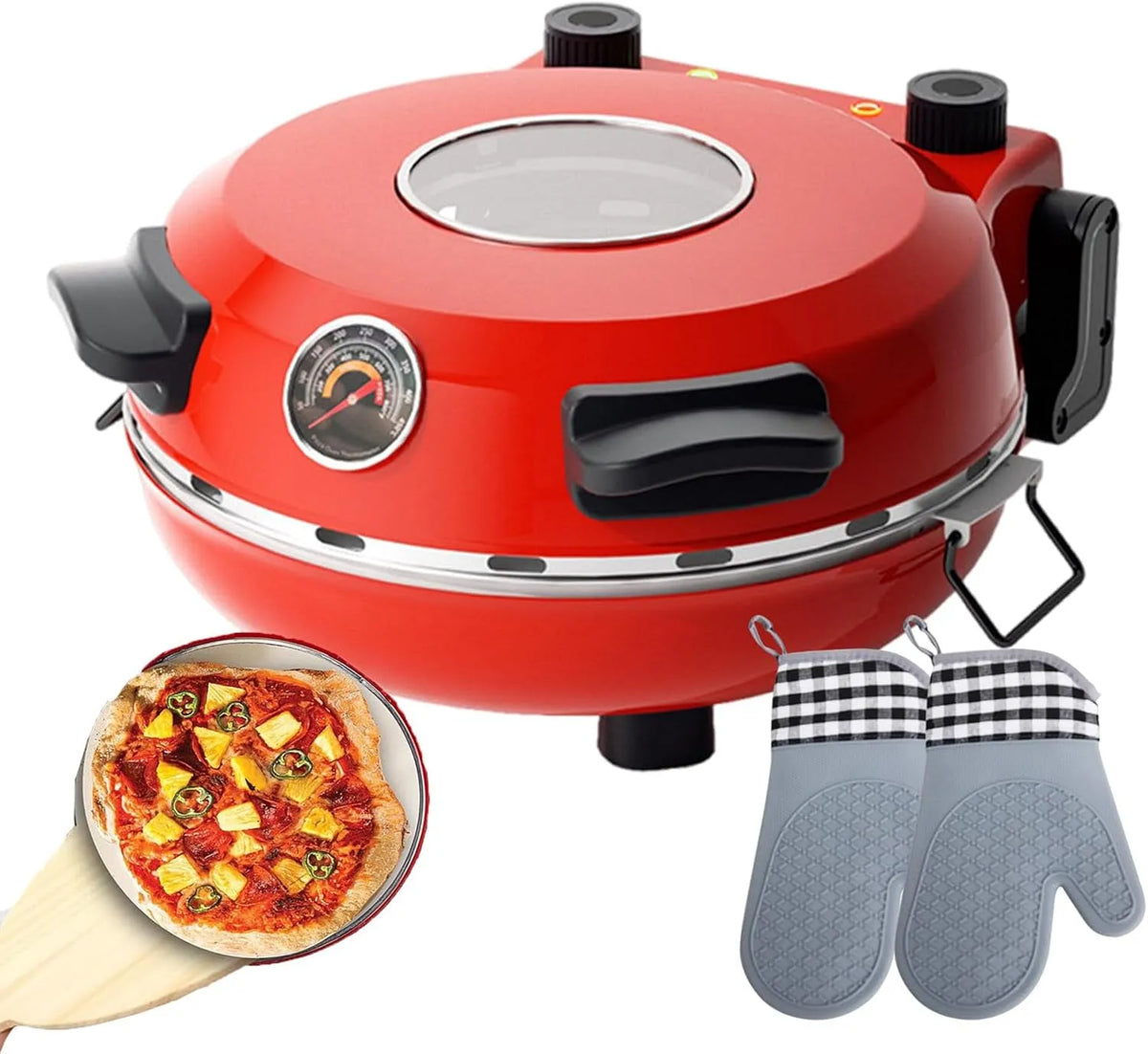 Broodrooster, 1300w, automatische werking, Automatische Pizzamaker Met 12'/31cm Bakplaat, Mini Pizza oven 1300w Commerciële Pizza Grill Oven