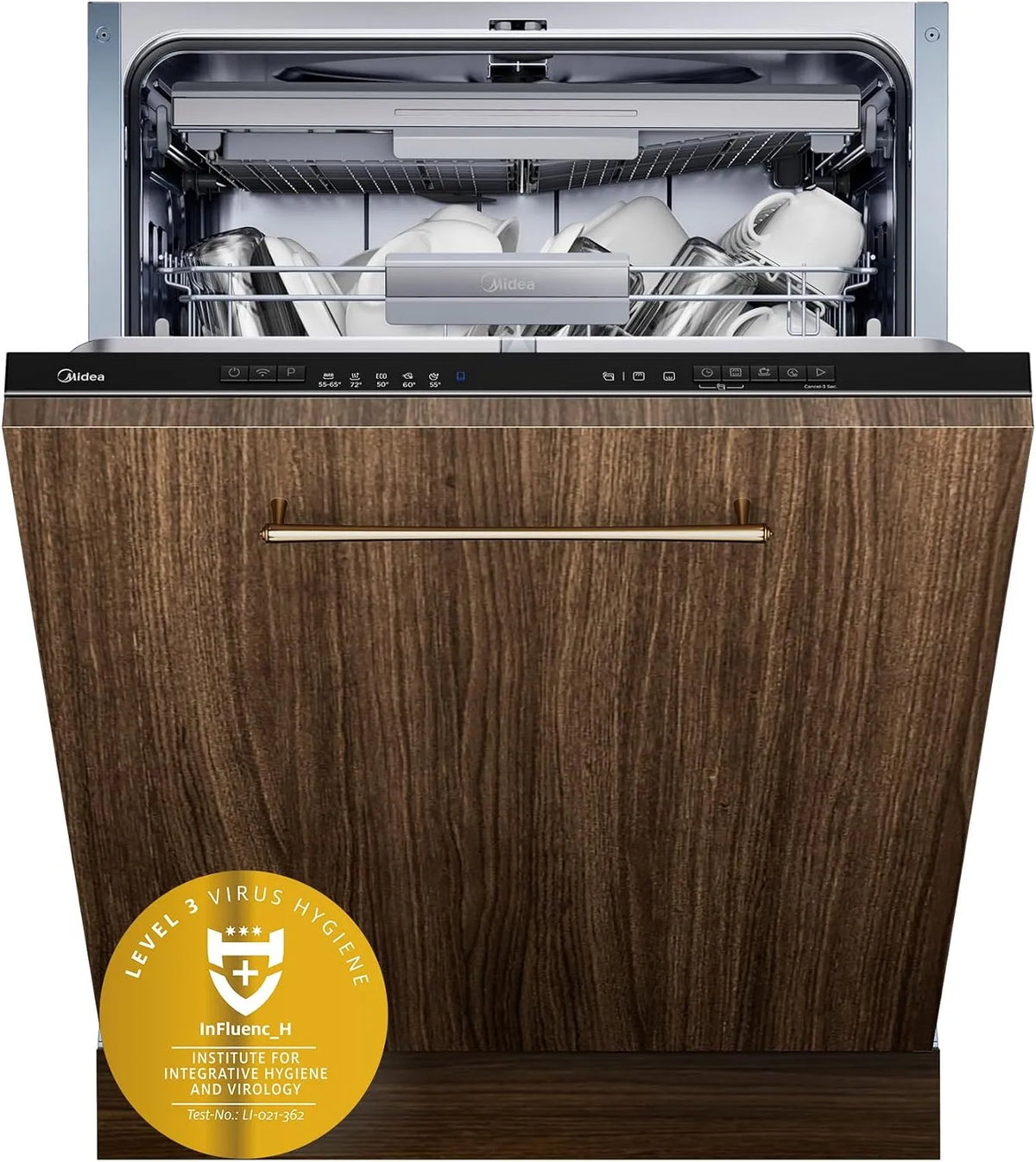 Midea 7.03M14B vaatwasser, 42 dB, 60 cm, 7 programma's, wifi-bediening, SV volledig geïntegreerd 60 cm, inbouw met wifi, dual-zone wash, extra drogen