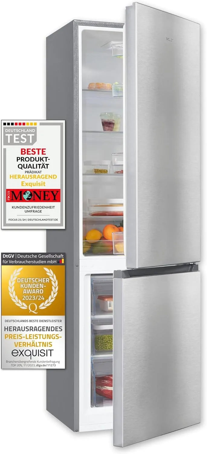 Exquisit KGC265-70-010D koel-vriescombinatie, 269 l, inoxlook, Netto inhoud: 269 l, staand apparaat
