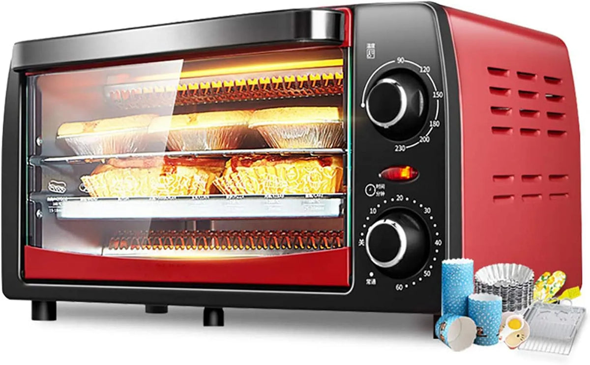 Elektrische oven, 12L Mini-, Multifunctionele Oven, Draagbare Instelbare Temperatuurcontroletijd
