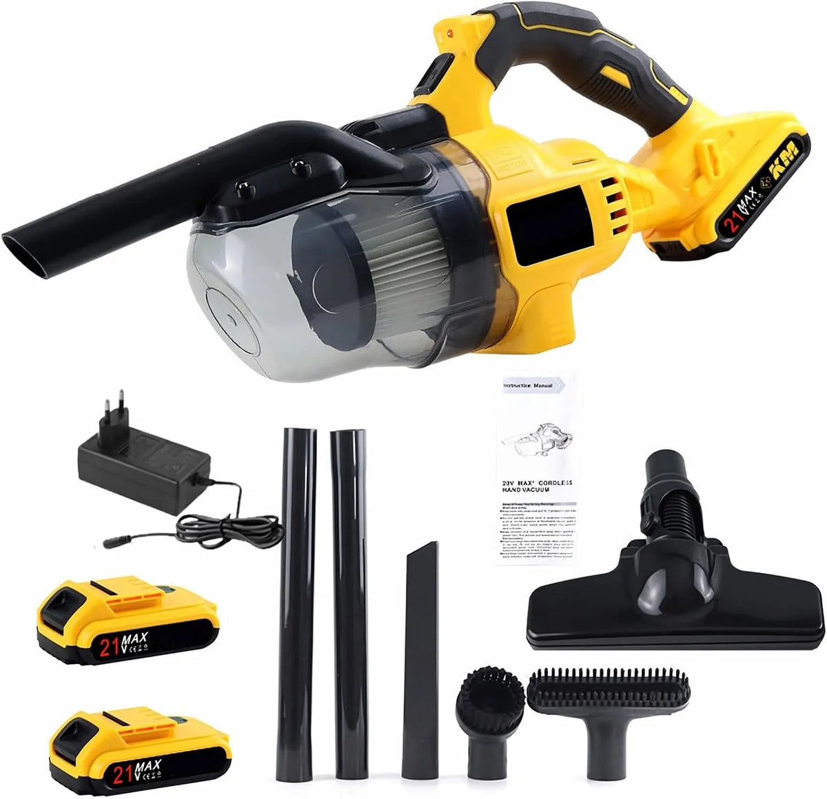 Handstofzuiger, 500 W, 600 ml, HEPA-filter, automatische werking, Draadloze 500 W, 4 hulpstukken voor tapijt, automatische reiniging