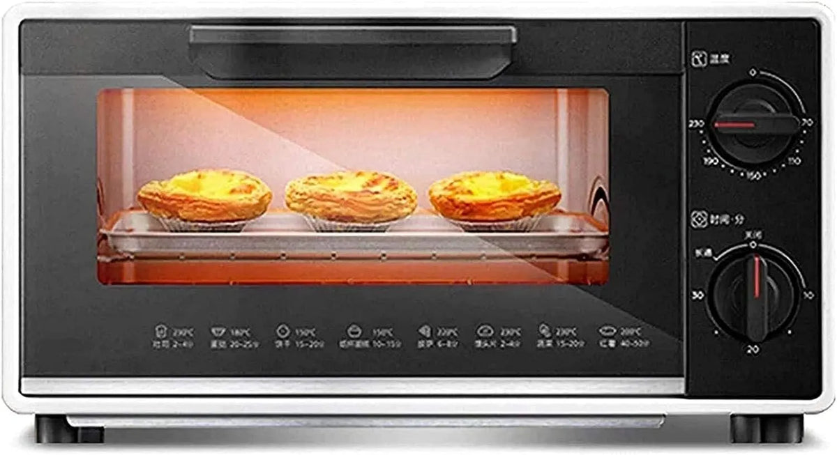 Elektrische oven, tafelmodel oven, 10 liter mini oven, elektrische dubbele glazen deur verwijderbare kruimellade 800W
