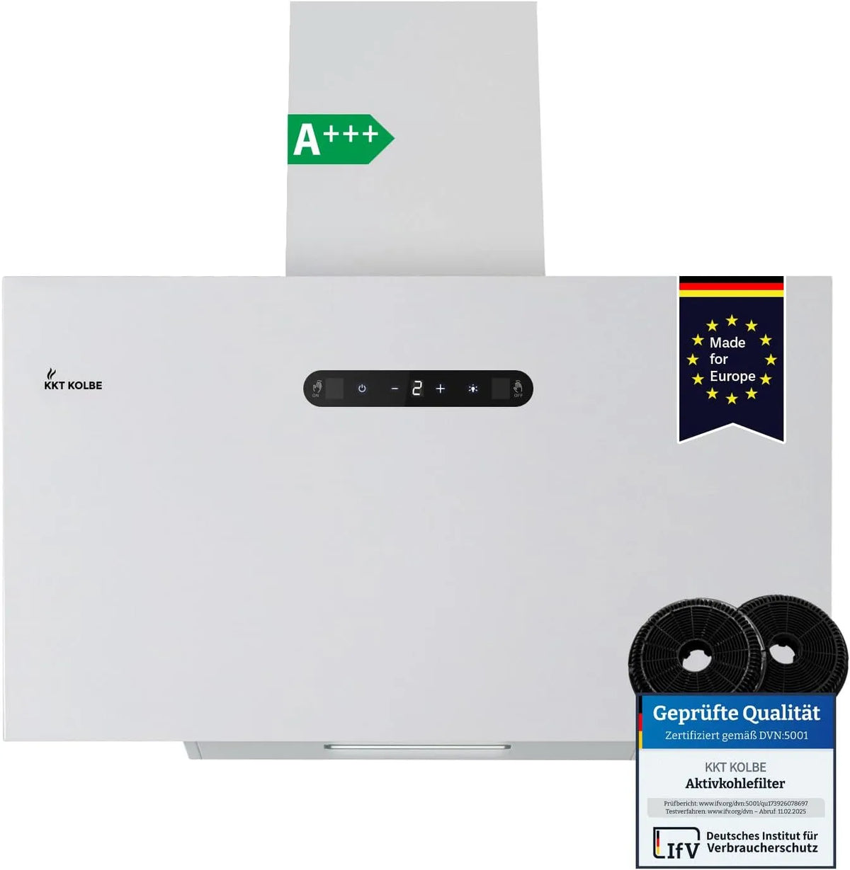 BASE6002W afzuigkap, 60 cm, KKT KOLBE 60 cm A+++, circulatielucht afvoerlucht, hoofdvrije wandkap, actieve koolfilter