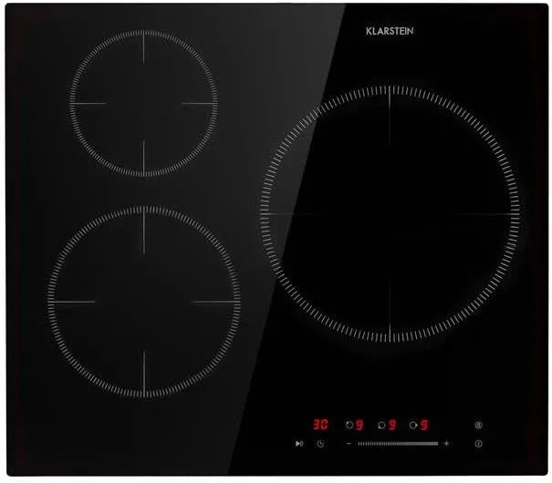 Klarstein inductiekookplaat, digitaal display, timer, glaskeramische kookplaat, met 3 platen, met touch-display, digitaal display en timerfunctie
