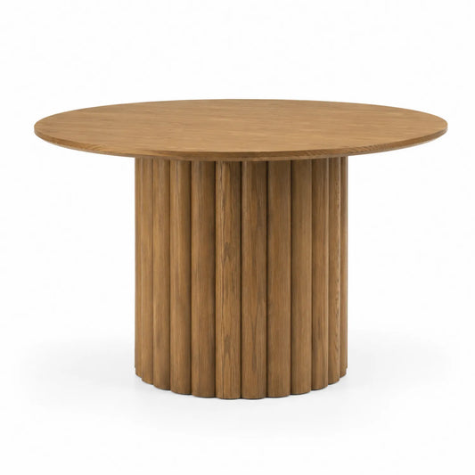 Mesa de comedor redonda de madera maciza