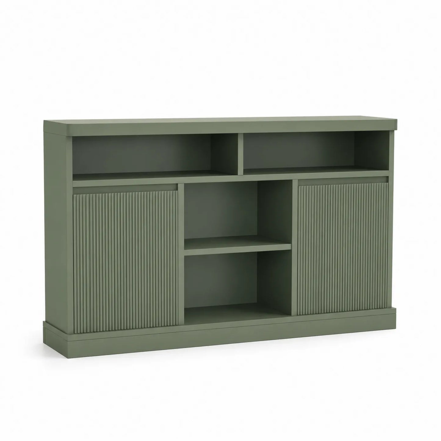 Aparador de madera con estantes y puertas correderas 120x35x80 cm