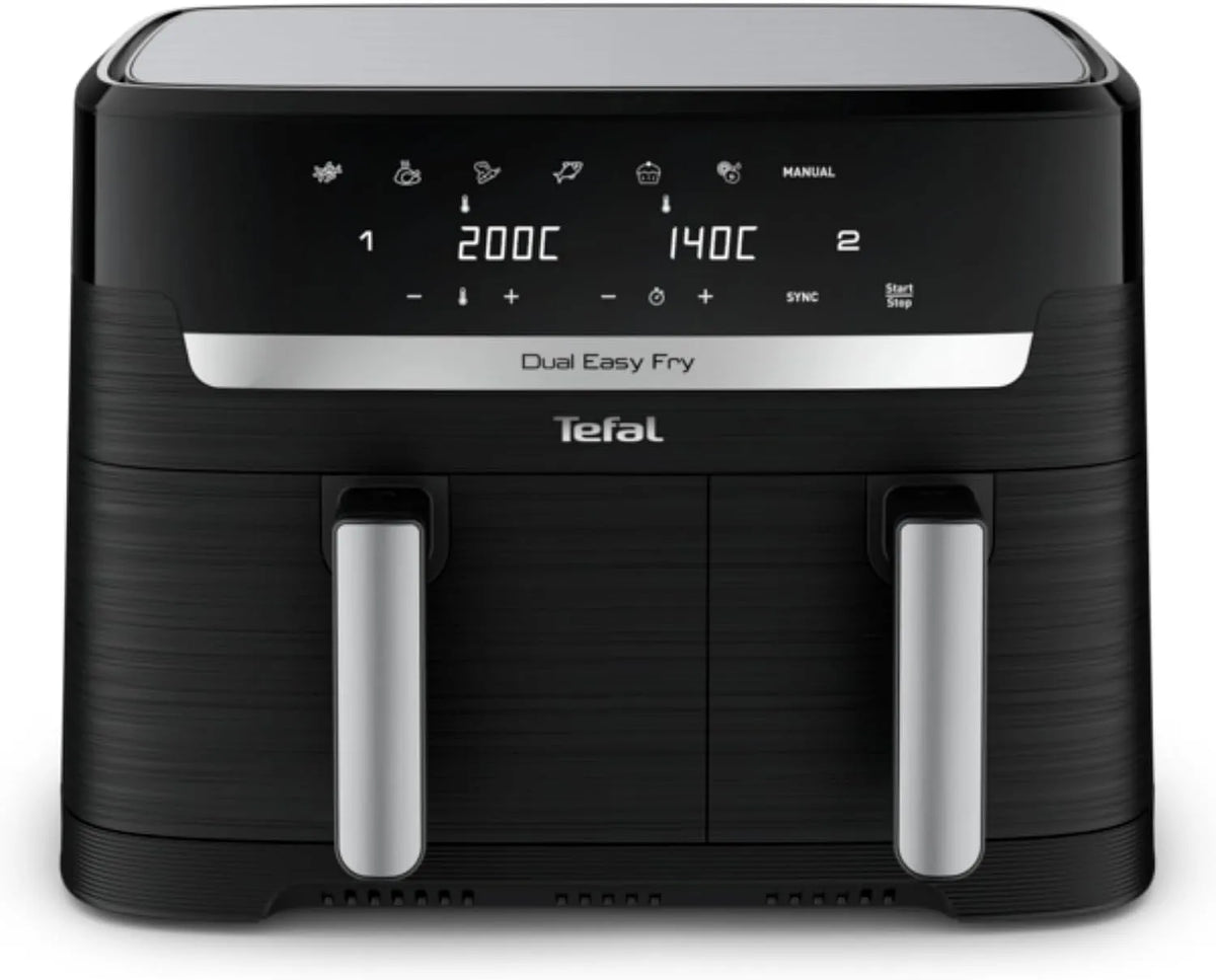 Tefal EY9018 airfryer, 2700W, 7 Programma's, heteluchtfunctie, Dual Easy Fry Heteluchtfriteuse, zwart