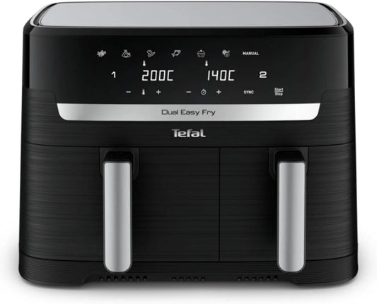 Tefal EY9018 airfryer, 2700W, 7 Programma's, heteluchtfunctie, Dual Easy Fry Heteluchtfriteuse, zwart