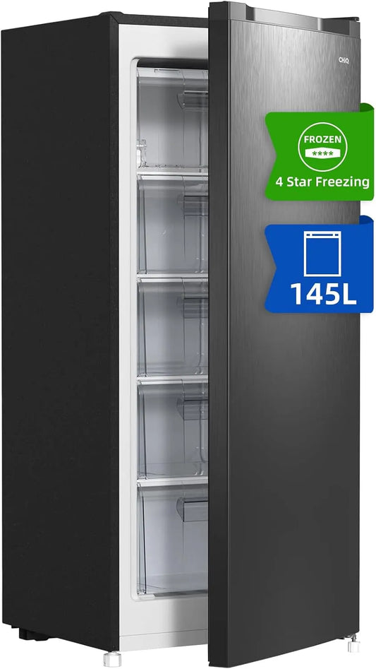 Vriezer, omkeerbare deur, CHiQ Vrieskast 145L met 4-Sterren Diep & Omkeerbare Deur Zwart
