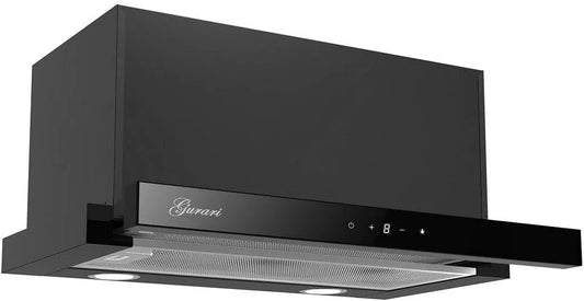 CH 3003C afzuigkap, 60 cm, GURARI Platte schermkap + circulatie, inbouw 60 cm, zwart glas