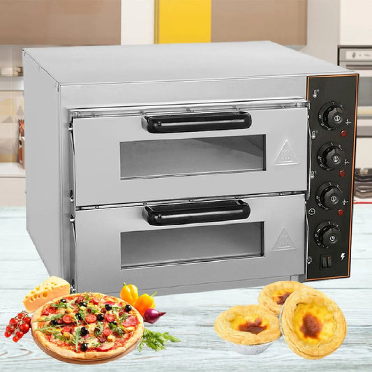 Elektrische oven, 16 Inch, Multifunctionele Oven CommerciëLe Dubbeldeks 16 Inch Elektrische Pizzaoven Voor Op Het Aanrecht
