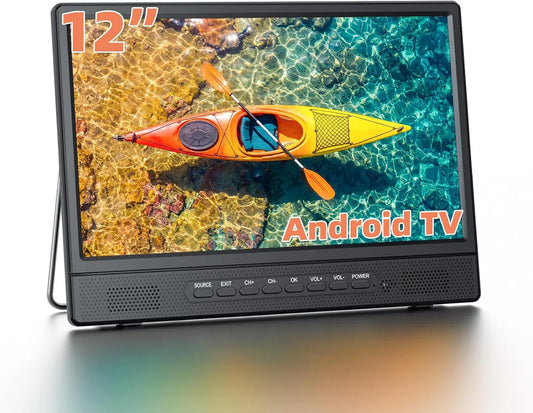 DVB-T2 Smart TV, 12 Inch, draagbaar ontwerp, Desobry 12 Inch Portable Android, Mini Televisie voor Keuken, HDMI USB AV Hoofdtelefoon