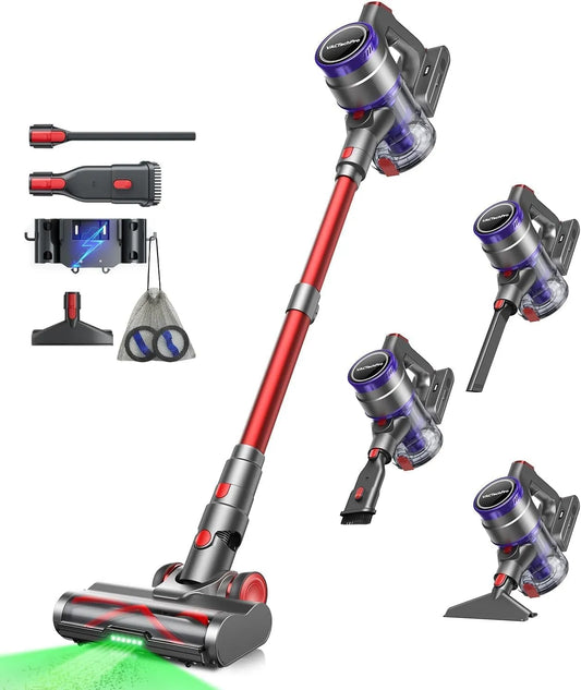 Steelstofzuiger, VACTechPro Draadloze stofzuiger, paars en rood, draadloze vloerreiniging met handunit