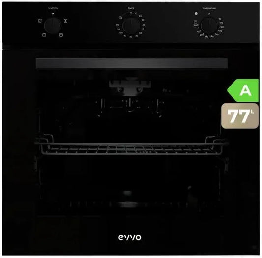 H10 elektrische oven, 2.800 W, 4 programma's, timer, grillfunctie, EVVO Elektrische inbouwoven, driedubbele glazen deur