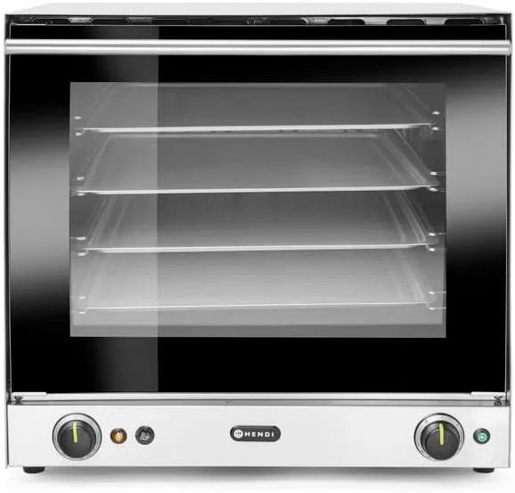 H90S 230V/2670W elektrische oven, 572mm, heteluchtfunctie, HENDI Heteluchtoven met vochtinjectie, inclusief 4 trays, dubbel glas, convectie oven