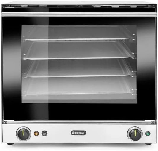 H90S 230V/2670W elektrische oven, 572mm, heteluchtfunctie, HENDI Heteluchtoven met vochtinjectie, inclusief 4 trays, dubbel glas, convectie oven