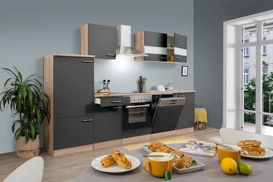 Respekta KB280ESGC koelkast, 280 cm, Economy Keukenblok, eiken-grijs, inbouw vaatwasser