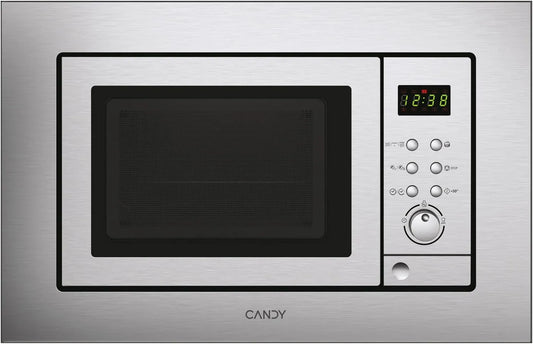 Candy MIC201EX W/1000 magnetron, 800 W, 24,5 cm, roestvrijstalen behuizing, automatische werking, Inbouw met grill, 8 automatische programma's