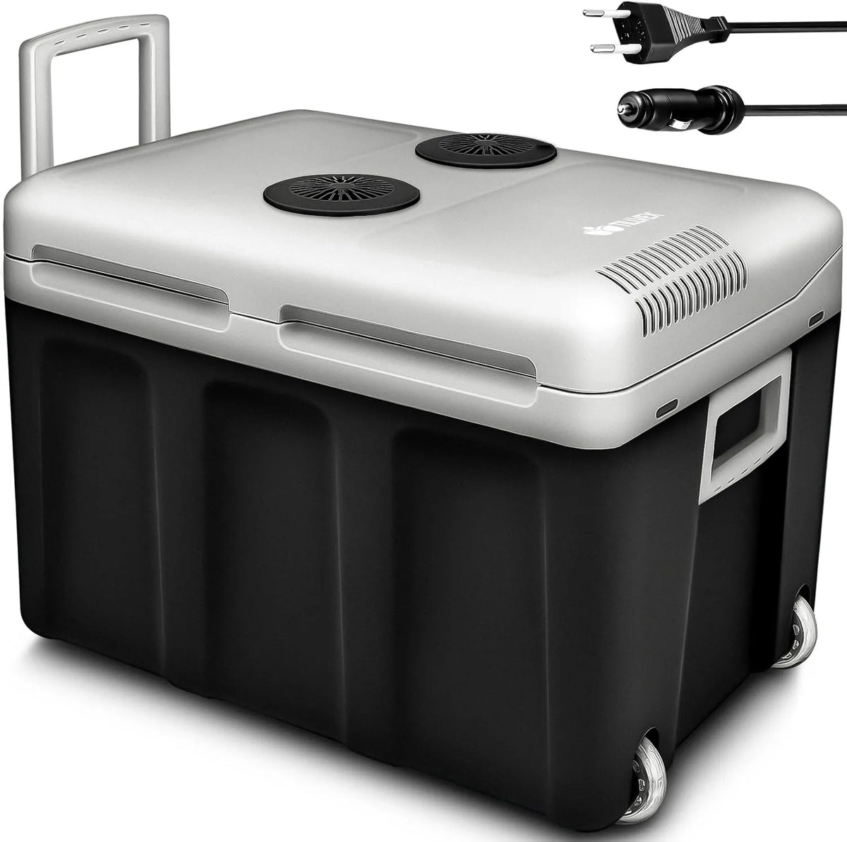 Koelbox, 230 V, koel- en verwarmingsfunctie, tillvex Elektrische 40 l met wieltjes, mini-koelkast, voor camping met auto, koelt en verwarmt