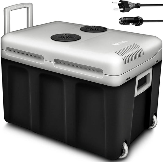 Koelbox, 230 V, koel- en verwarmingsfunctie, tillvex Elektrische 40 l met wieltjes, mini-koelkast, voor camping met auto, koelt en verwarmt