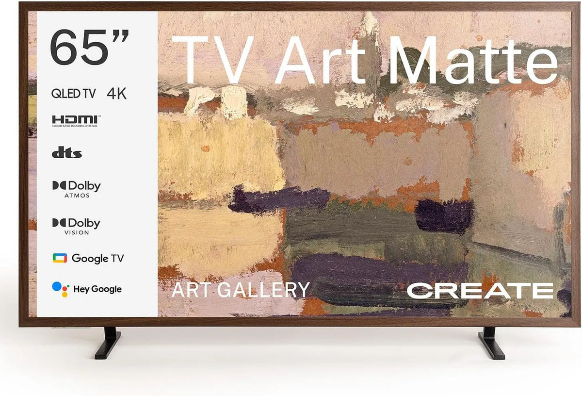 Smart TV, 65 inch, spraakbediening, CREATE / TV Art Matte/ QLED 4K 65 inch donker hout/anti-reflecterend scherm, Low Blue Light & Flicker Free