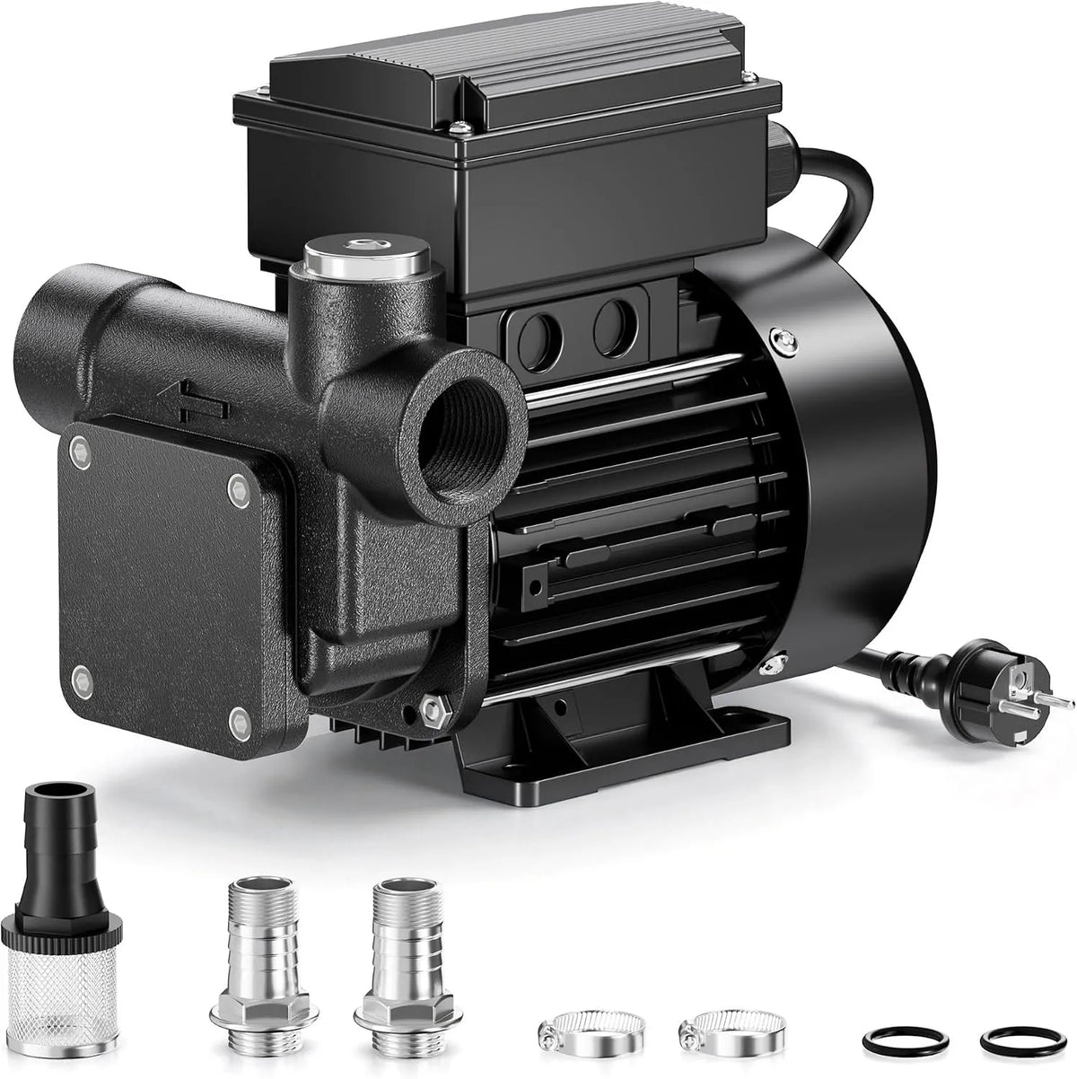 Dieselpomp, 550 W, Zelfaanzuigende 80 l/min 550 W 230V aanzuigbuis 2 m stookoliepomp oliepomp