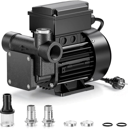 Dieselpomp, 550 W, Zelfaanzuigende 80 l/min 550 W 230V aanzuigbuis 2 m stookoliepomp oliepomp