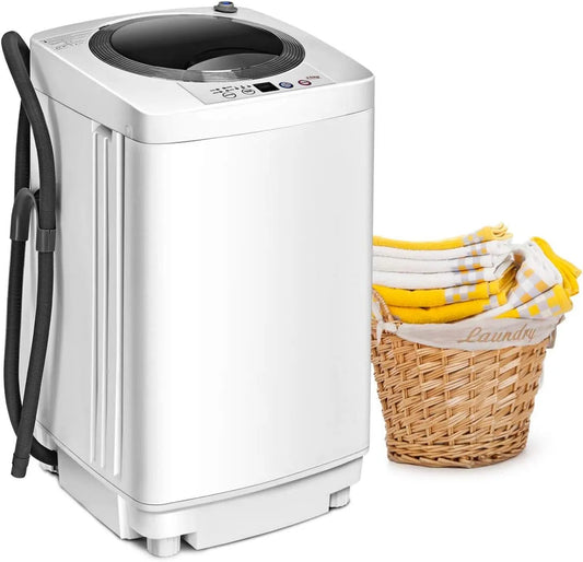 Wasmachine, 3,5 kg, 75 cm, 43 x 43 x 75 cm, 6 programma's, digitaal display, automatische werking, GOPLUS Mini- 3,5 kg, volautomatische met centrifuge
