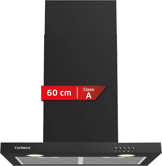 VOSTOK660B afzuigkap, 647,7 m3/h, 165 W, 60 cm, 3 snelheden, Corberó decoratieve, 2 aluminium en koolstoffilters, energie-efficiëntieklasse A
