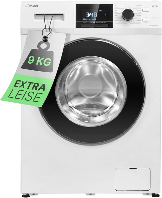 Bomann WA 7196 wasmachine, 16 programma's, stille werking, incl. Aqua Stop, Borstelloze DC-motor: efficiënt, stil en duurzaam, Uitgestelde eindtijd