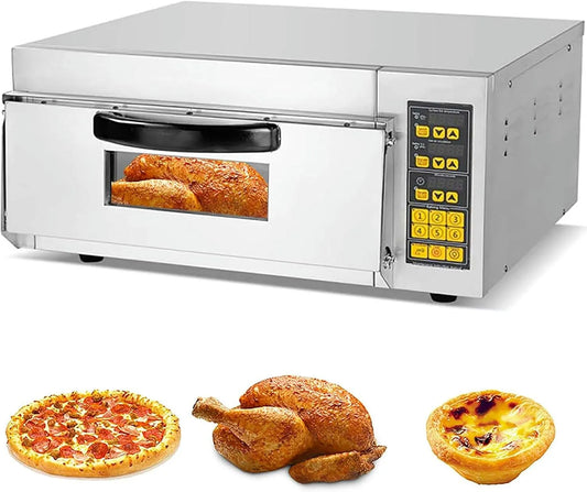Elektrische oven, roestvrijstalen behuizing, enkellaagse commerciële aanrechtpizzaoven, roestvrij staal, geschikt voor thuisrestaurants
