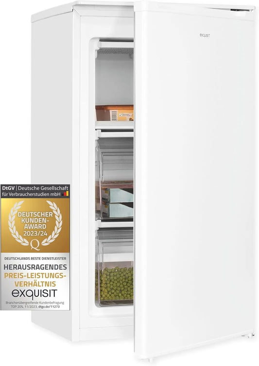 Exquisit GS111-041E vriezer, omkeerbare deur, Vrieskast wit, netto inhoud: 60 L, verwisselbare deuraanslag, staand apparaat