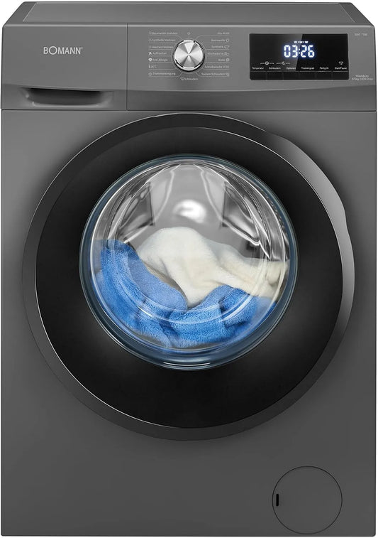 Bomann WAT 7186 wasdroger, invertermotor, titanium platen, wassen en drogen in één keer, geïntegreerde wasmachine met droger