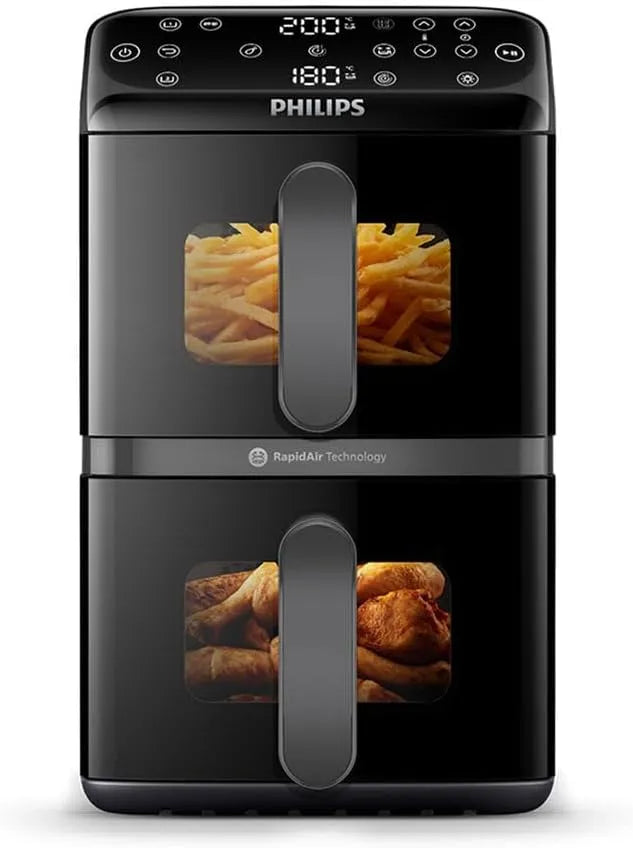 Philips airfryer, Dubbele 4000 10L, 2 maaltijden met RapidAir, heteluchtcirculatie met kookprogramma's