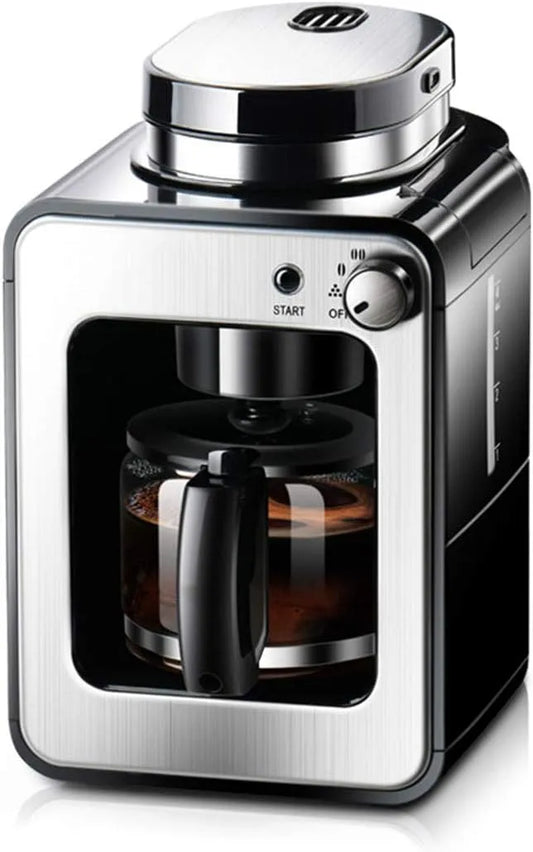 Koffiemachine, 580 ml, 600 W, Bean to Cup Koffiezetapparaat, filter-koffiezetapparaat, koffiezetapparaat met koffiemolen en glazen karaf