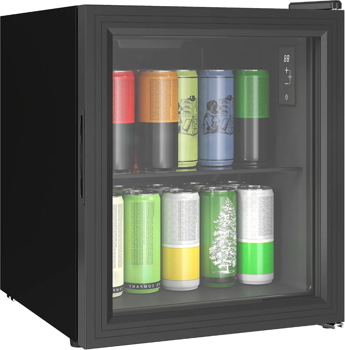 Koelkast, gehard glas, touchbediening, stille werking, HOMCOM Drank, kleine, met dubbele deur van gehard glas, glazen plank