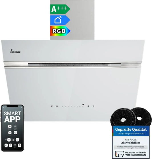 AURORA6005WED afzuigkap, 60 cm, wifi-bediening, automatische werking, heteluchtfunctie, KKT KOLBE, kopvrije wandkap, automatische naloopfunctie