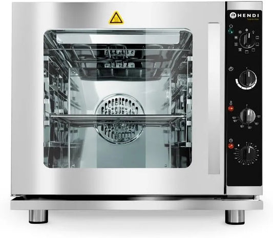 Elektrische oven, 3000W, 585mm, roestvrijstalen behuizing, heteluchtfunctie, HENDI Hetelucht stoomoven met grill, incl. 1 rooster GN 2/3